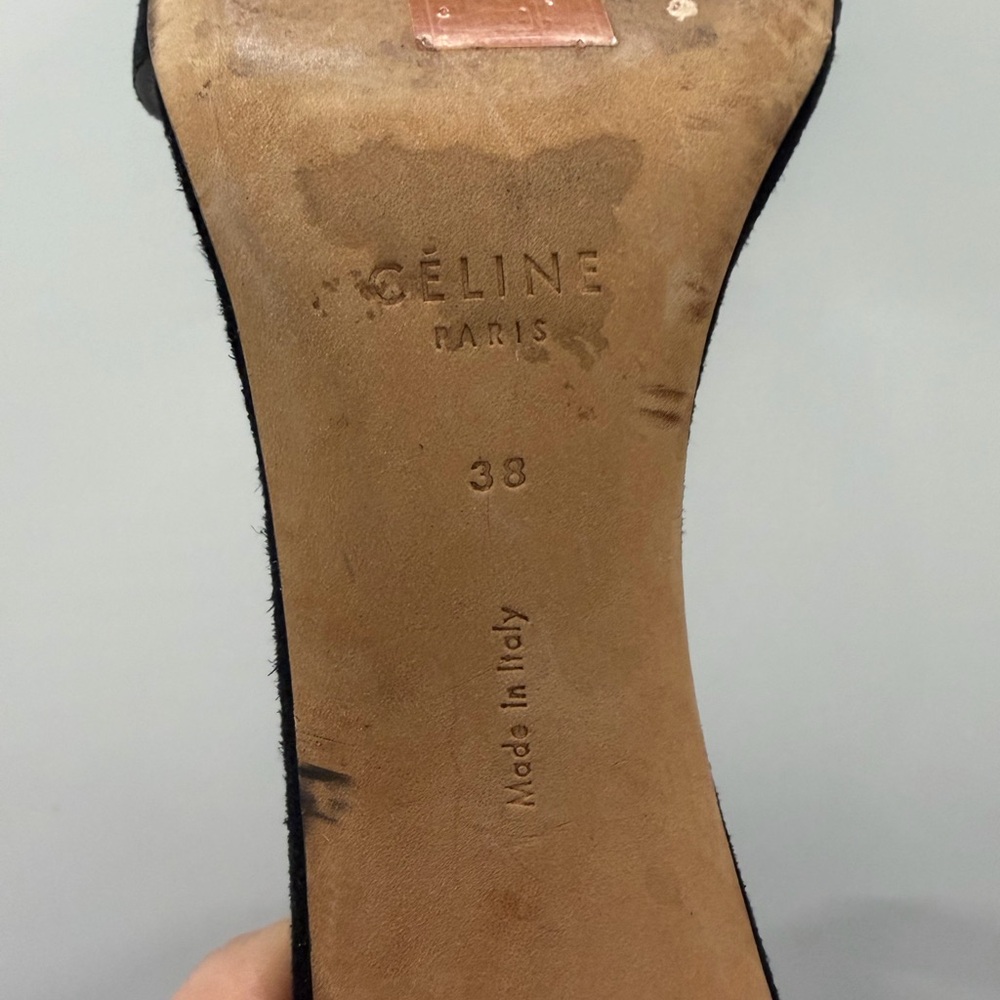 Celine Paris Black Suede Leather Sandal Ankle Strap Heels - EU 38.5 - Picture 9 of 9
